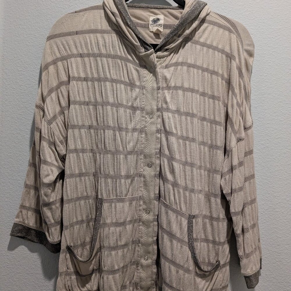 Anthropologie Tiny - Hooded Snap-Up Light Jacket Metallic Weave - Medium